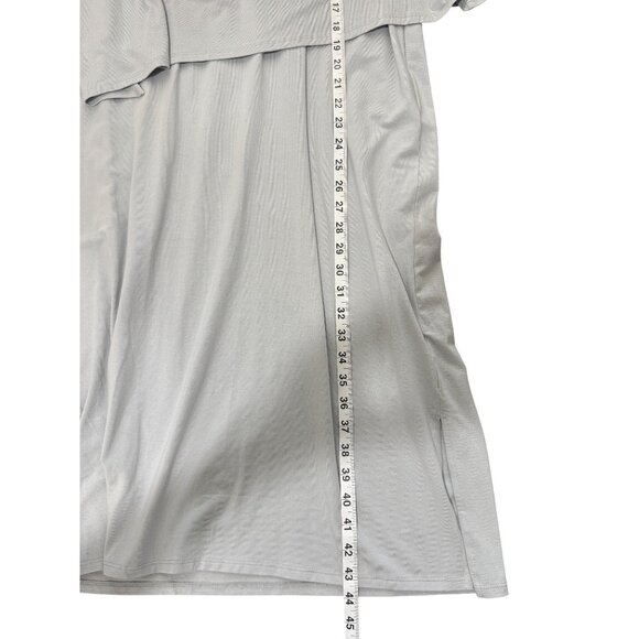 Soft Surroundings MyKonos Midi Dress Short Sleeve Stretch Pearl Blue Size L NEW - Picture 8 of 10